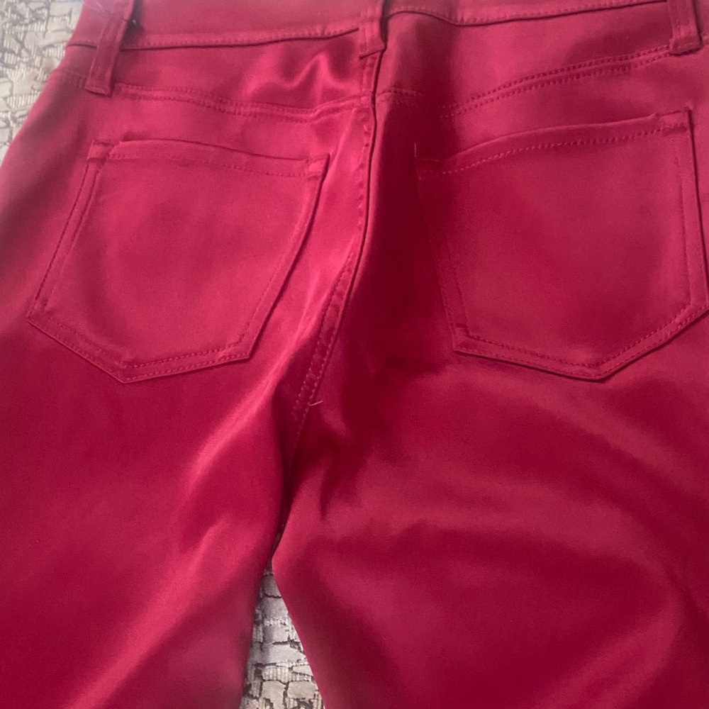 J Brand Womens Mid Rise Flare satin Pants RED Size 26 $298 - Picture 4 of 7